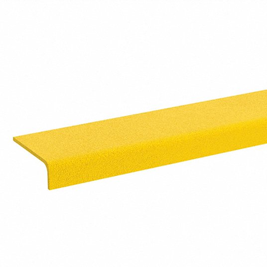 Stair Nosing: Full Coverage Grit, Fiberglass, Adhesive- or Fastener-Installed, 24 in Wd, 3 in Dp