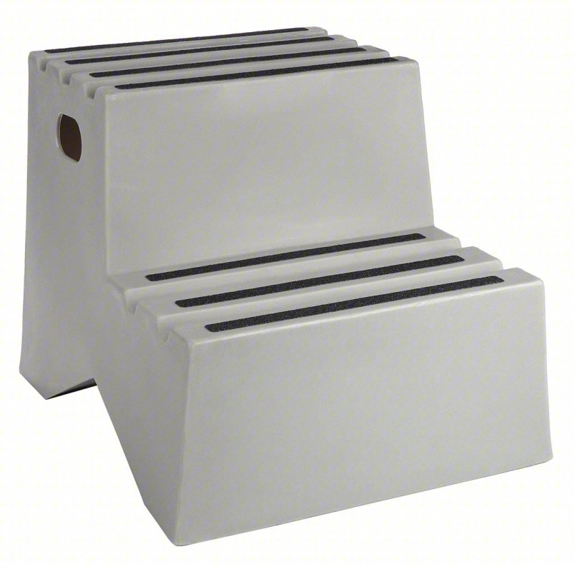 DPI Step Stool: 2 Steps, 1.6 ft Overall Ht, 500 lb Load Cap, Plastic, 1.6 ft Standing Ht