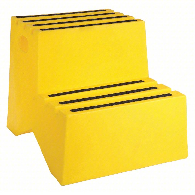 DPI Step Stool: 2 Steps, 1.6 ft Overall Ht, 500 lb Load Cap, Plastic, 1.6 ft Standing Ht
