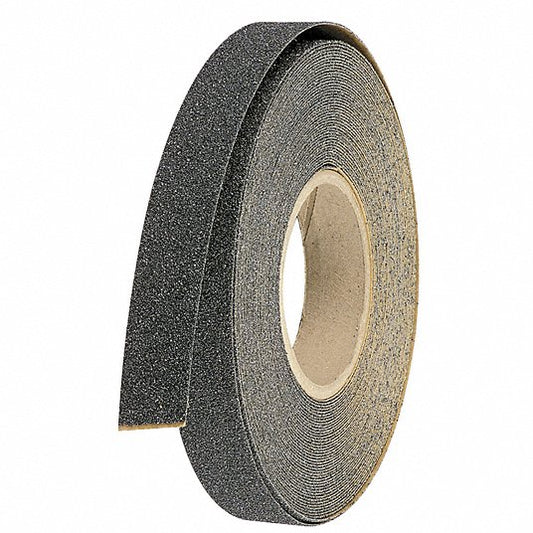 Anti-Slip Tape: Very Coarse, 46 Grit Size, Solid, Black, 3/4 in x 60 ft, 42 mil Tape Thick, Acrylic