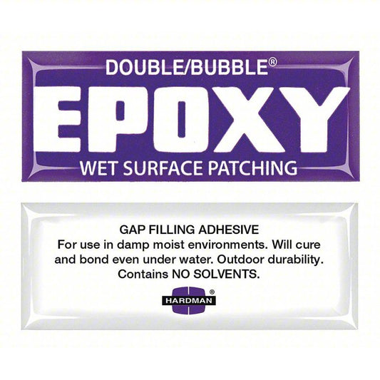 HARDMAN Epoxy Adhesive: Double/Bubble Wet Surface Patching, Ambient Cured, 3.5 g, Packet, 10 PK