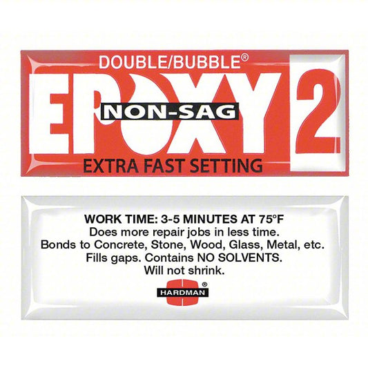 HARDMAN Epoxy Adhesive: Double/Bubble Non-Sag Extra Fast Setting, Ambient Cured, 3.5 g, White, 10 PK