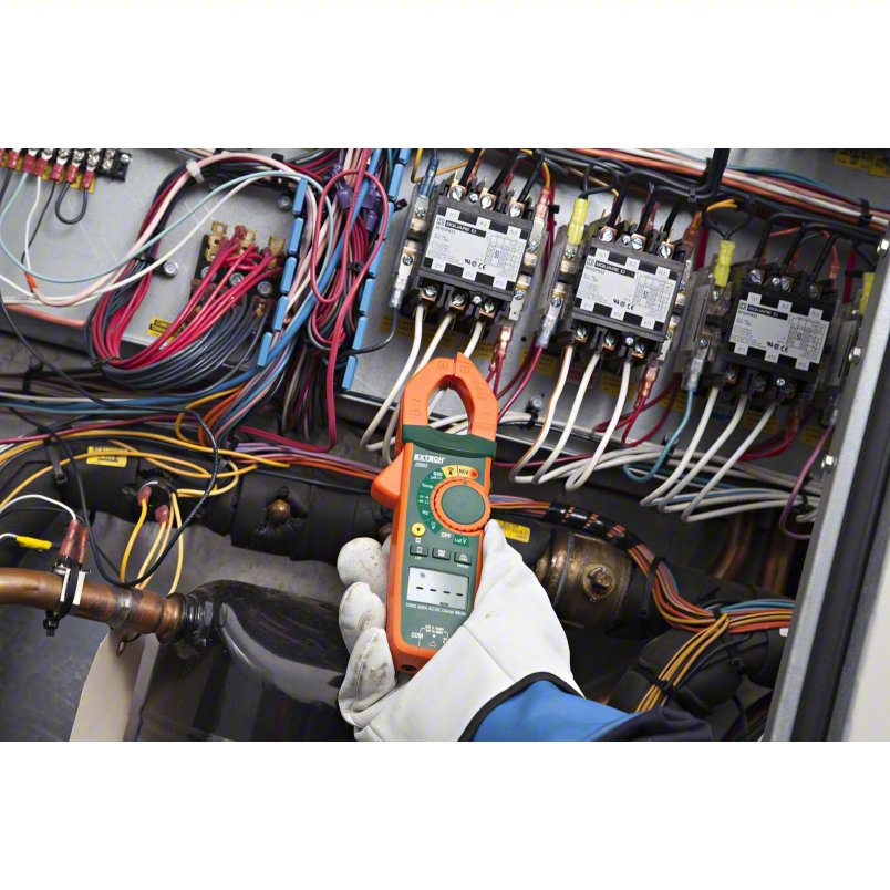 EXTECH Digital Clamp Meter: Clamp-Jaw Jaw, CAT II 1000V/CAT III 600V, TRMS, 600 A Max. AC Current