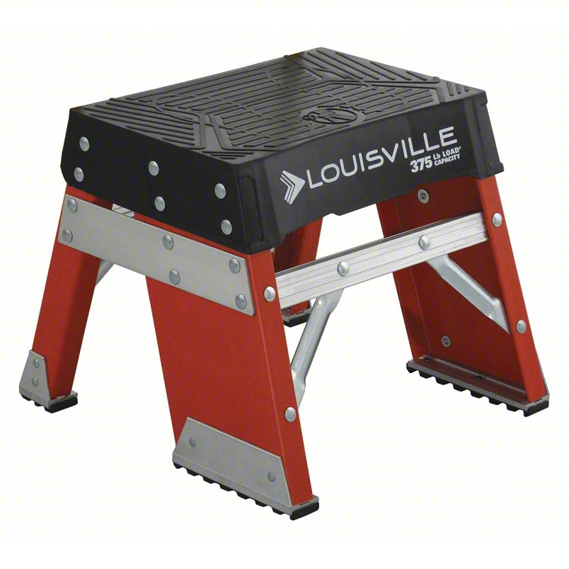 LOUISVILLE LADDER Step Stool: 1 Steps, 13.3 in Overall Ht, 375 lb Load Cap, Fiberglass