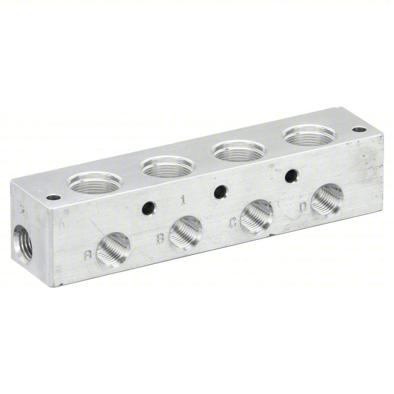 PARKER Pipe Manifold Fitting: Inline, NPT x NPT, Aluminum, 1/4 in NPT, 1/4 in NPT, 2 Inlets
