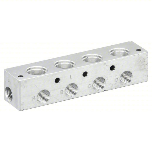 PARKER Pipe Manifold Fitting: Inline, NPT x NPT, Aluminum, 1/4 in NPT, 1/4 in NPT, 2 Inlets