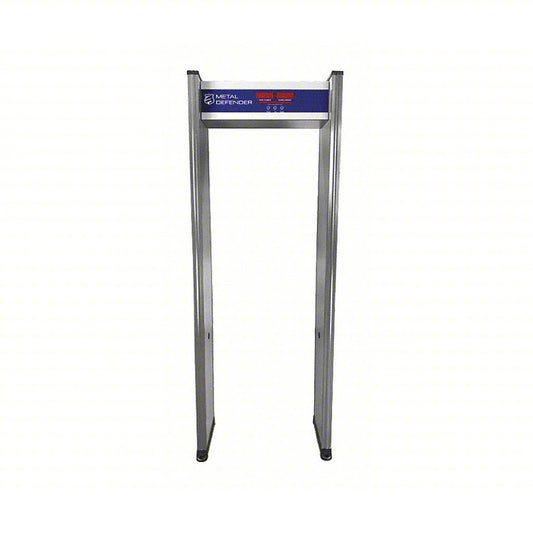 METAL DEFENDER Walk-Through Metal Detector: 1 Zone, 87 1/4 in x 27 3/4 in x 16 in, Battery Operated