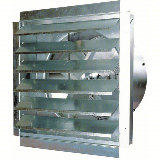 Shutter Mount Exhaust Fan: 18 in Blade, 1 Speed, 3/10 hp, Totally Enclosed, 3,000 cfm, 120V AC, 1 ph