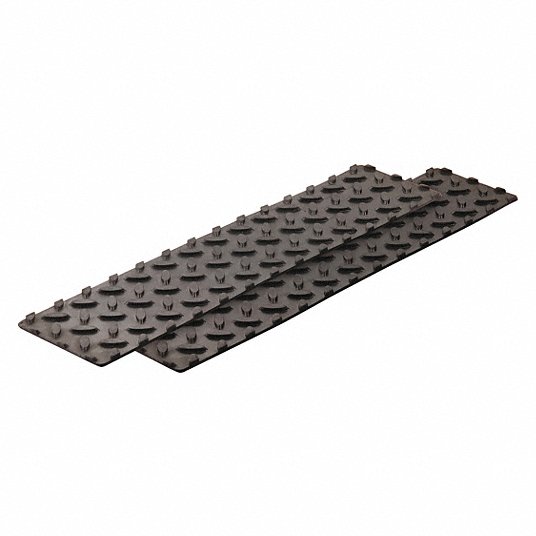 Anti-Slip Tread: Non-Abrasive, Black, Solid, 4 in x 16 51/64 in, 12.7 mil Tape Thick, Rubber