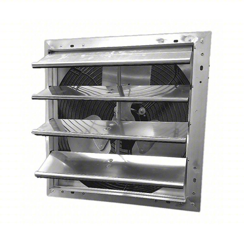 Shutter Mount Exhaust Fan: 16 in Blade, Variable Speed, 1/10 hp, Totally Enclosed Air Over, 115V AC