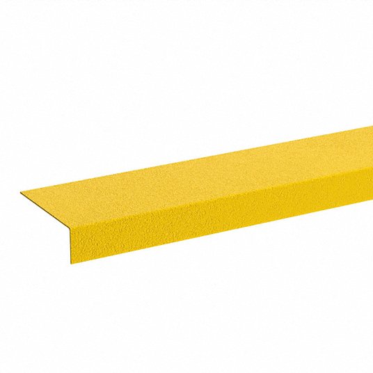 Anti-Slip Stair Nosing: Full Coverage Grit, Steel, 24 in Wd, 5 1/8 in Dp, Yellow, 51/64 in Nose Ht