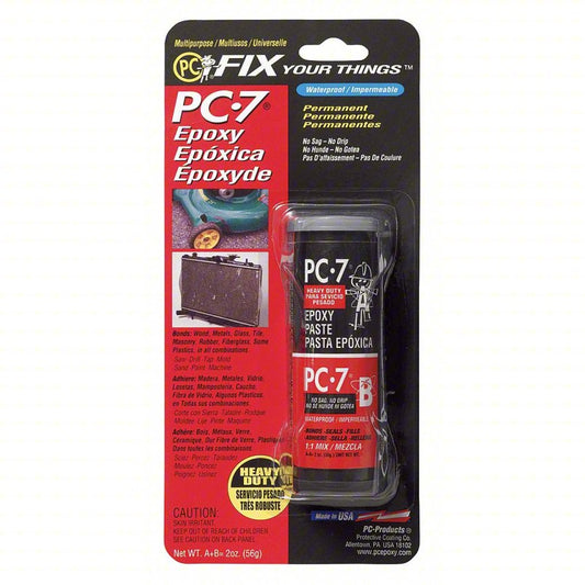 PC PRODUCTS Epoxy Adhesive: PC-7, Ambient Cured, 2 fl oz, Stick, Dark Gray, Thick Liquid
