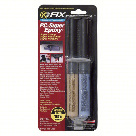 PC PRODUCTS Epoxy Adhesive: PC-SuperEpoxy, Ambient Cured, 29.5 mL, Syringe, Clear, Thick Liquid