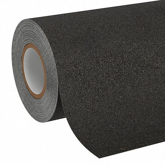 Anti-Slip Tape: Very Coarse, 24 Grit Size, Solid, Black, 24 in x 30 ft, 6.7 mil Tape Thick, Rubber