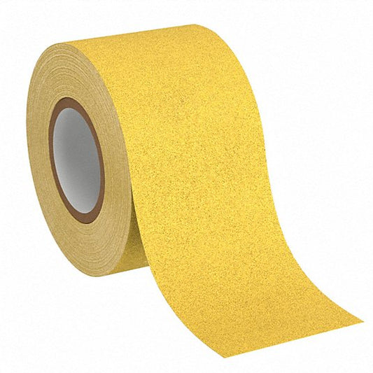 Anti-Slip Tape: Coarse, 60 Grit Size, Solid, Yellow, 6 in x 60 ft, 36 mil Tape Thick, Rubber