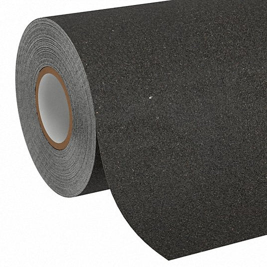 Anti-Slip Tape: Coarse, 60 Grit Size, Solid, Black, 18 in x 60 ft, 36 mil Tape Thick, Rubber