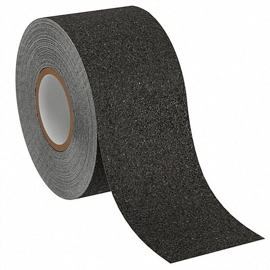 Anti-Slip Tape: Very Coarse, 20 Grit Size, Solid, Black, 6 in x 60 ft, 54 mil Tape Thick, Acrylic