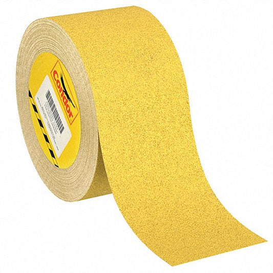 Anti-Slip Tape: Very Coarse, 46 Grit Size, Solid, Yellow, 6 in x 60 ft, 32 mil Tape Thick, 2 PK