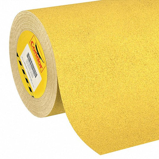 Anti-Slip Tape: Very Coarse, 46 Grit Size, Solid, Yellow, 24 in x 60 ft, 32 mil Tape Thick, Acrylic