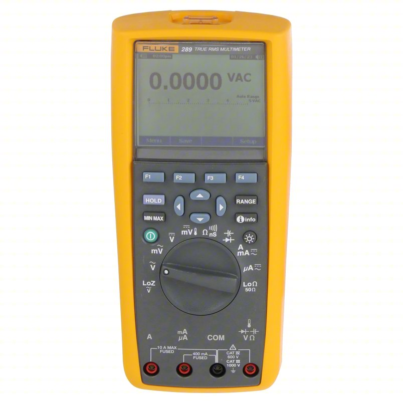 FLUKE Digital Multimeter: TRMS, Alligator Clips/Current Clamp/Test Lead Set, 6,000