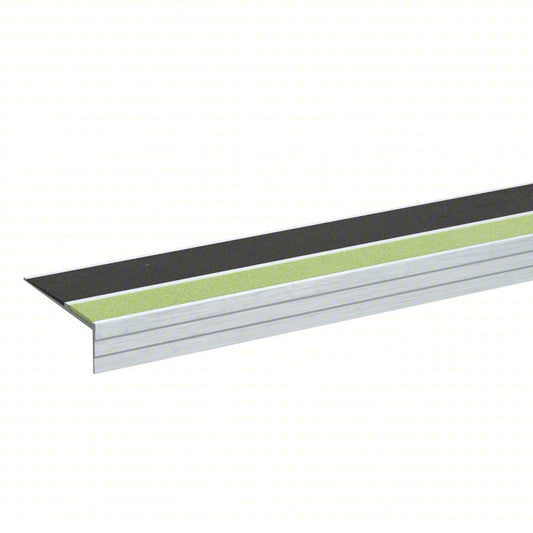 Stair Nosing: Double-Strip Grit, Aluminum, Fastener-Installed, 48 in Wd, 3 in Dp, 1 in Nose Ht