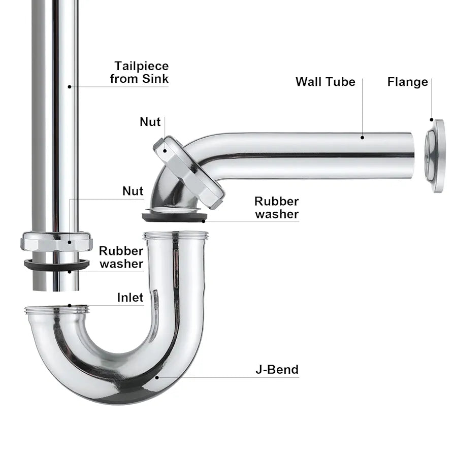 ZM Brass P-trap Pipe Basin Sink Waste Kit with Reducing Washer 1-1/2'' 22GA