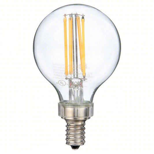 GE LAMPS Compact LED Bulb: Candelabra Screw (E12), LED, (G) Globe, G16-1/2, 4 W Watt, 2700K, Clear