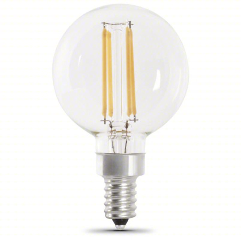 FEIT ELECTRIC Compact LED Bulb: Candelabra Screw (E12), LED, (G) Globe, G16-1/2, 5.5 W Watt, 5000K