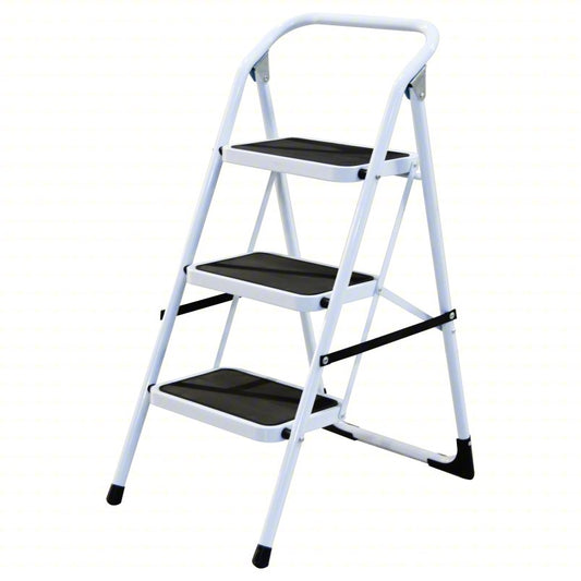 APPROVED VENDOR Step Stool: 3 Steps, 3.1 ft Overall Ht, 225 lb Load Cap, Steel, 2.3 ft Standing Ht