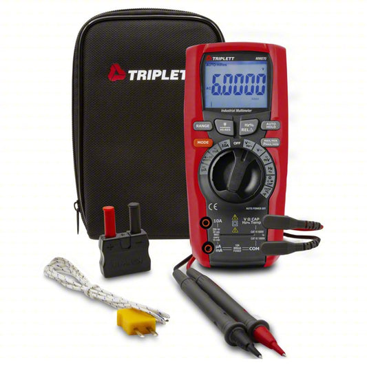 TRIPLETT RMS Multimeter: TRMS, (4) AAA Batteries/Test Leads/Type K Temp Probe, Dustproof /Waterproof