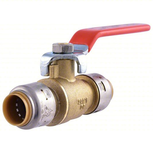 SHARKBITE Quarter-Turn Ball Valve: Brass, Straight, Push x Push, 400 psi Max. Pressure (CWP), Lever