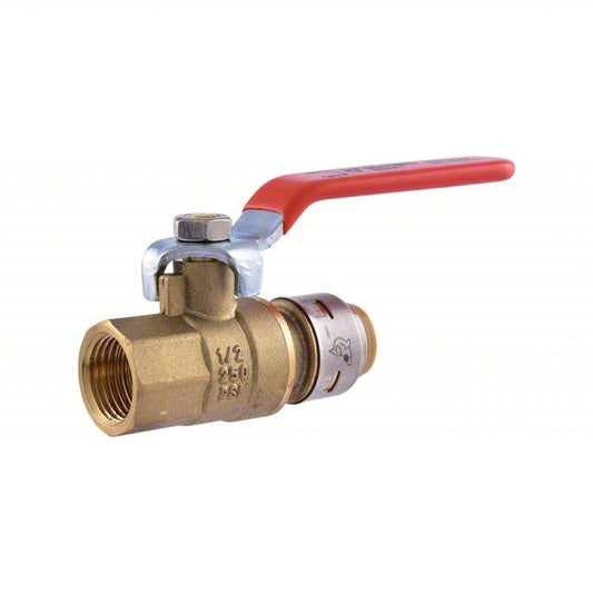 SHARKBITE Turn Ball Valve: Brass, Straight, 400 psi Max. Pressure (CWP), Full Port Ball Port, Lever