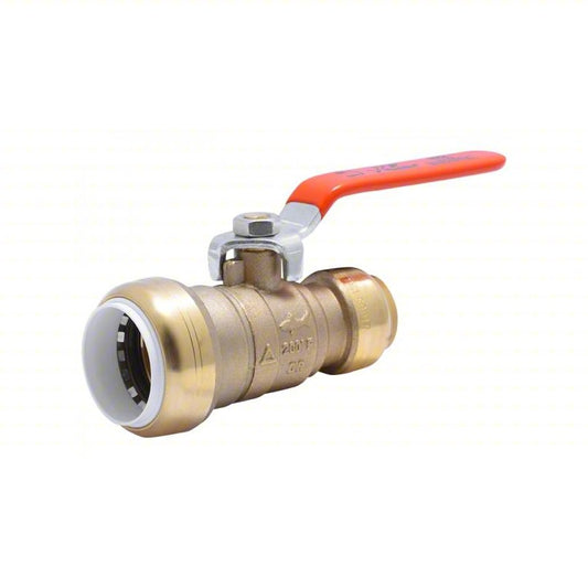 SHARKBITE Turn Transition Ball Valve: Brass, Straight, Push x Push, 400 psi Max. Pressure (CWP), Red