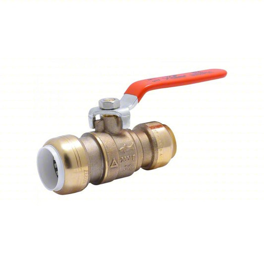 SHARKBITE Ball Valve: Brass, Straight, Push x Push, 400 psi Max. Pressure (CWP), Full Port Ball Port