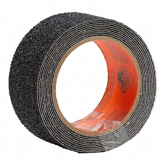 Tread: Grit Abrasive, Solid, Black, 2 in x 10 ft, 0.1 in Tape Thick, PVC, Gorilla