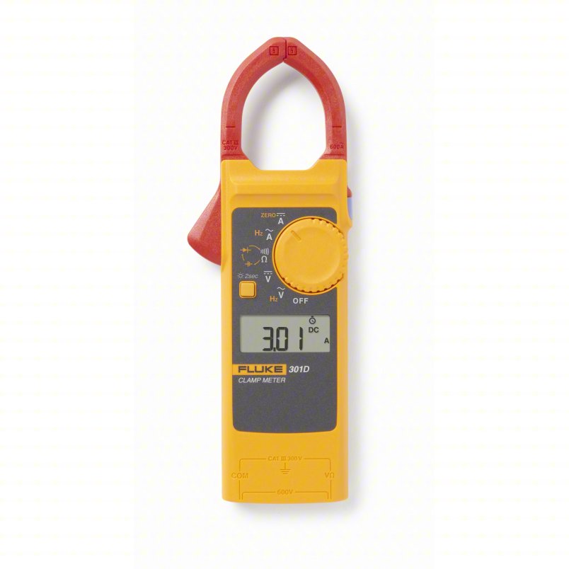 FLUKE Digital Clamp Meter: Clamp-Jaw Jaw, CAT III 300V, Avg, 600 A Max. AC Current, FLUKE-301D/ESP