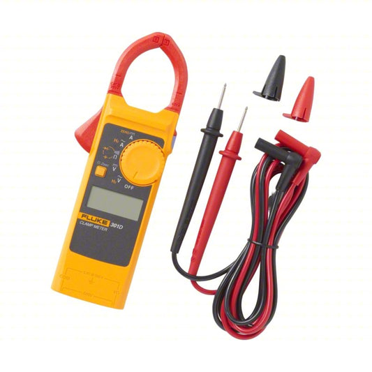 FLUKE Digital Clamp Meter: Clamp-Jaw Jaw, CAT III 300V, Avg, 600 A Max. AC Current, FLUKE-301D/ESP