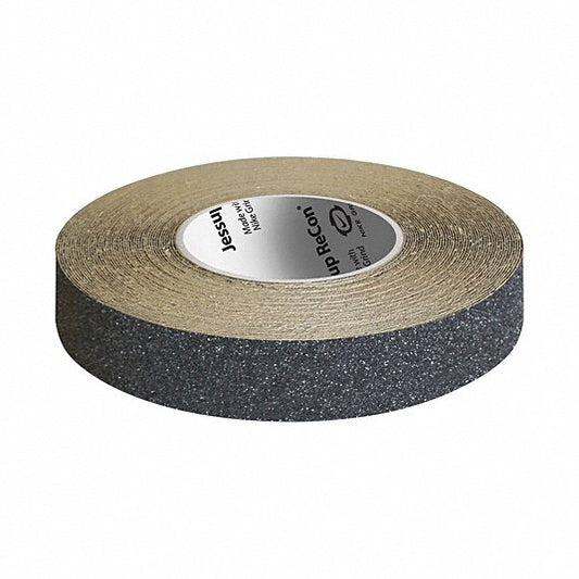 Anti-Slip Tape: Fine Abrasive, 60 grit Grit Size, Solid, Black, 1 in x 60 ft, 26 mil Tape Thick