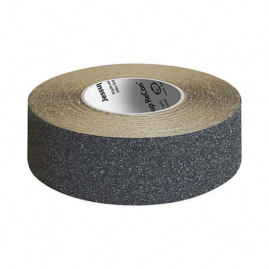 Anti-Slip Tape: Fine Abrasive, 60 grit Grit Size, Solid, Black, 2 in x 60 ft, 26 mil Tape Thick