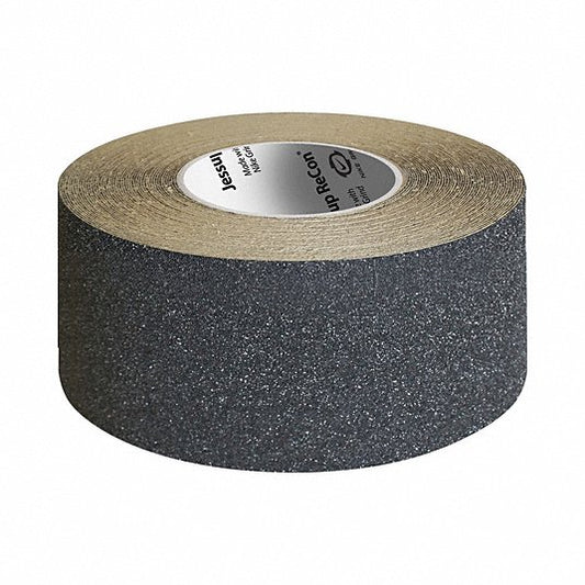 Anti-Slip Tape: Fine Abrasive, 60 grit Grit Size, Solid, Black, 4 in x 60 ft, 26 mil Tape Thick