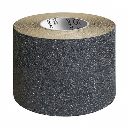 Anti-Slip Tape: Fine Abrasive, 60 grit Grit Size, Solid, Black, 6 in x 60 ft, 26 mil Tape Thick